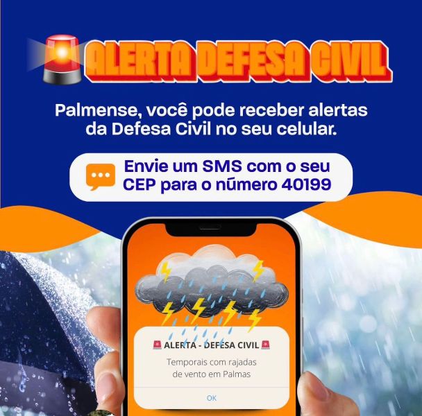 DEFESA CIVIL DE PALMAS ALERTA A POPULAÇÃO SOBRE RISCO DE CHUVA FORTE E GRANIZO NA NOITE DO REVÉILLON