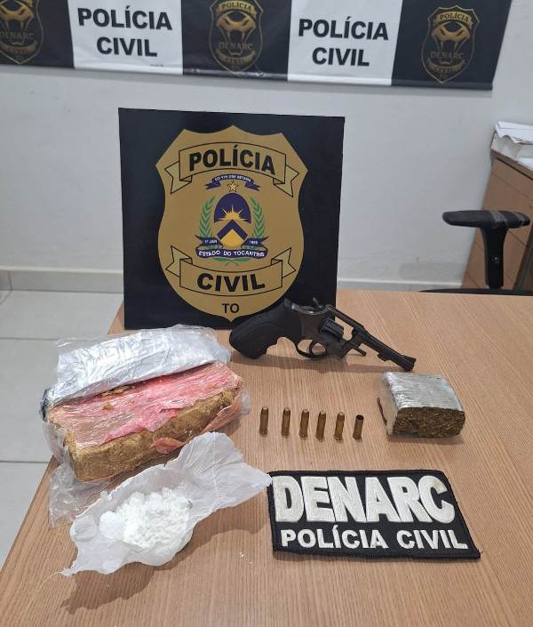EM ARAGUAÍNA, POLÍCIA CIVIL PRENDE CASAL POR TRÁFICO DE DROGAS E APREENDE ENTORPECENTES E ARMA DE FOGO