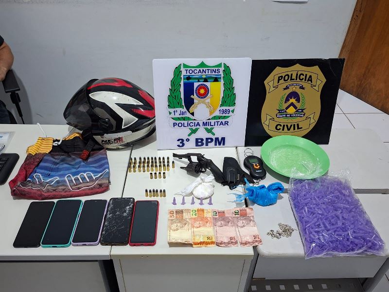POLÍCIAS CIVIL E MILITAR PRENDEM HOMEM POR TRÁFICO DE DROGAS E AMEAÇA COM ARMA DE FOGO EM PEDRO AFONSO